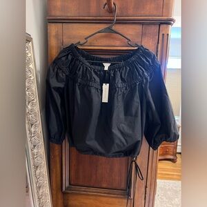 Banana Republic Black Ruffle Blouse NWT
